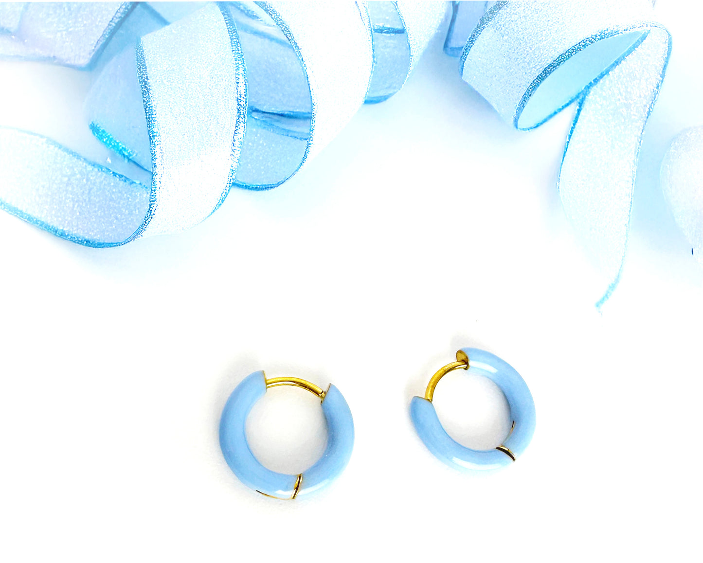 BABY BLUE HUGGIE HOOPS