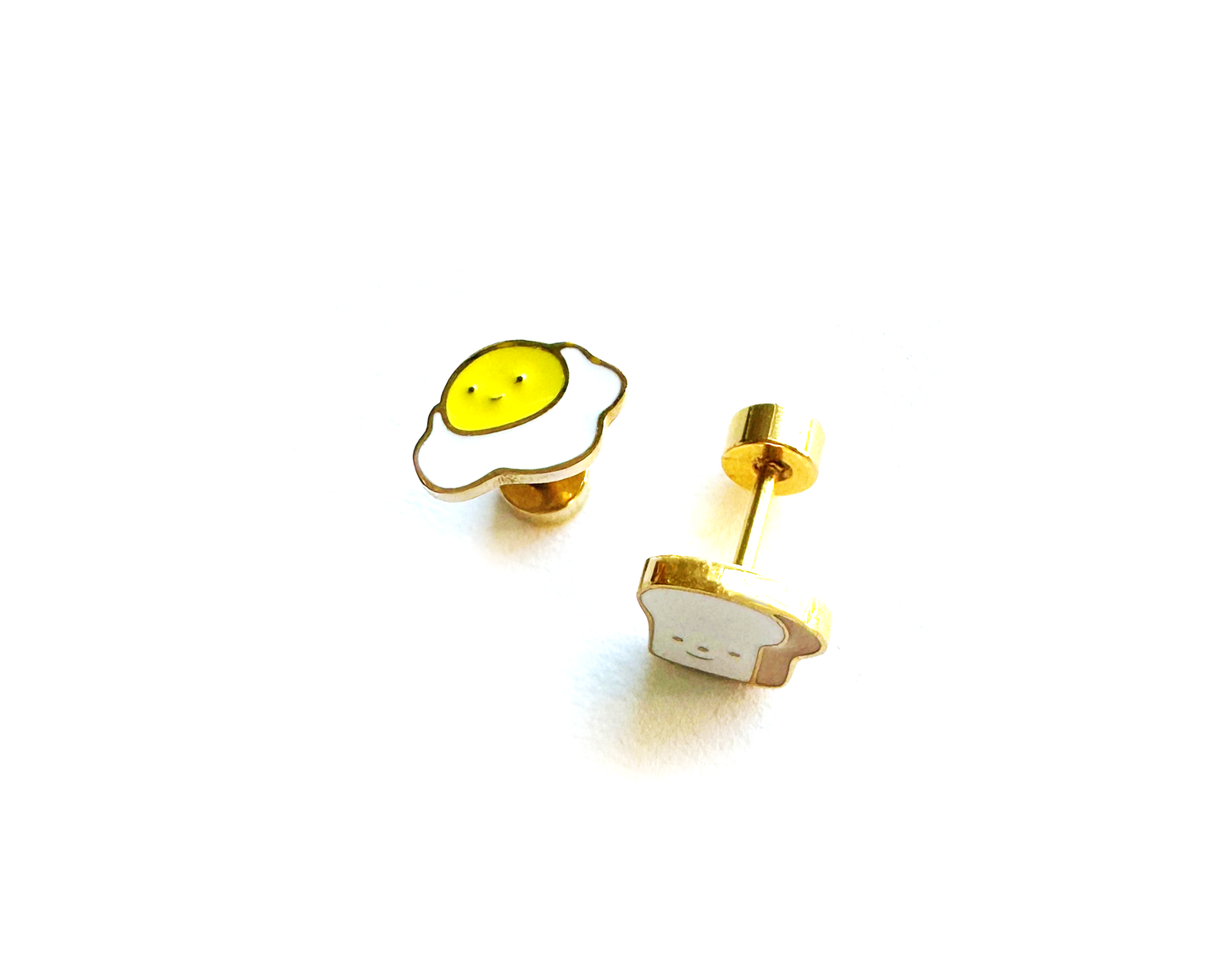 EGG AND TOAST STUD EARRINGS