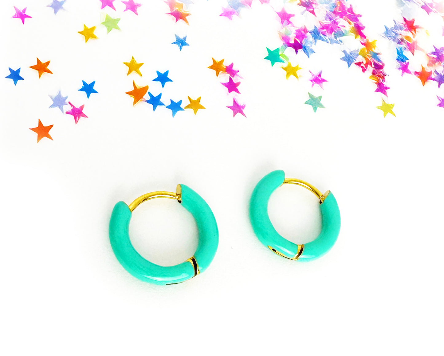 TEAL HUGGIE HOOPS