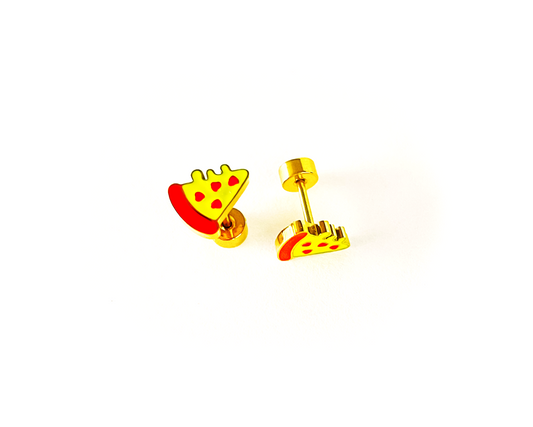 CHEESY PIZZA STUD EARRINGS