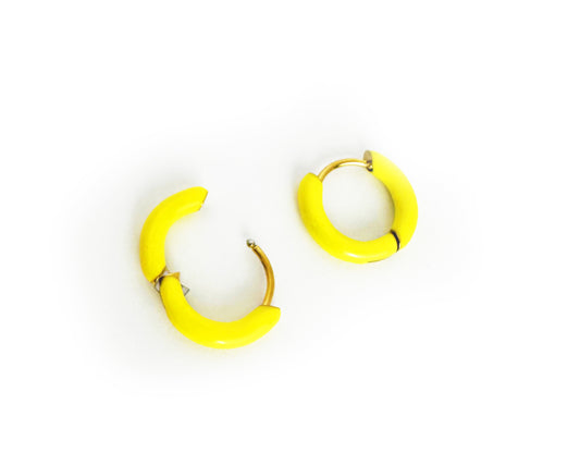 YELLOW HUGGIE HOOPS