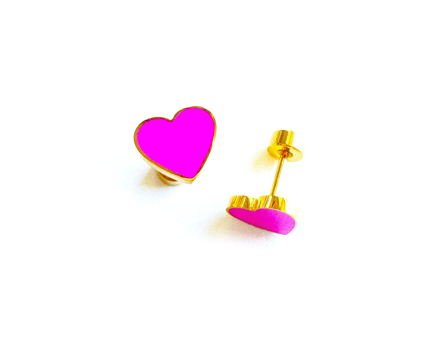 PINK HEART STUD EARRINGS