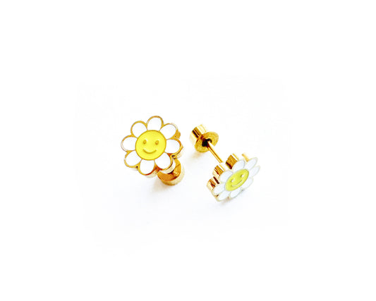 DAISY SMILE EMOJI STUD EARRINGS