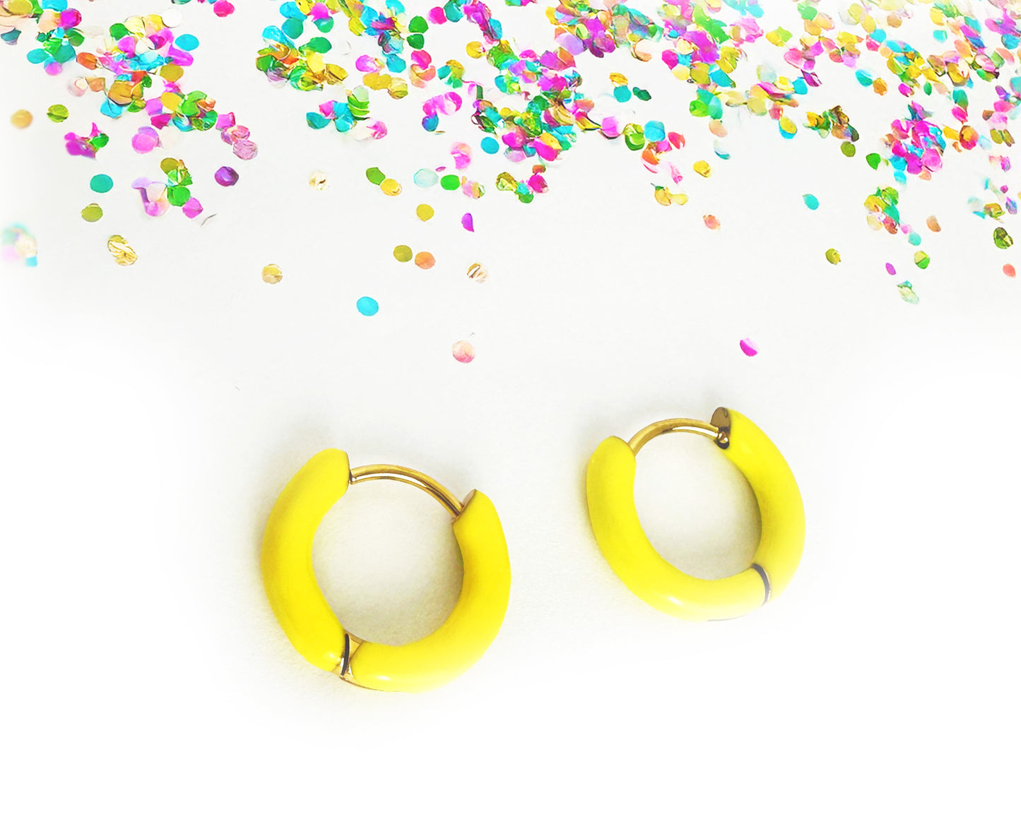 YELLOW HUGGIE HOOPS