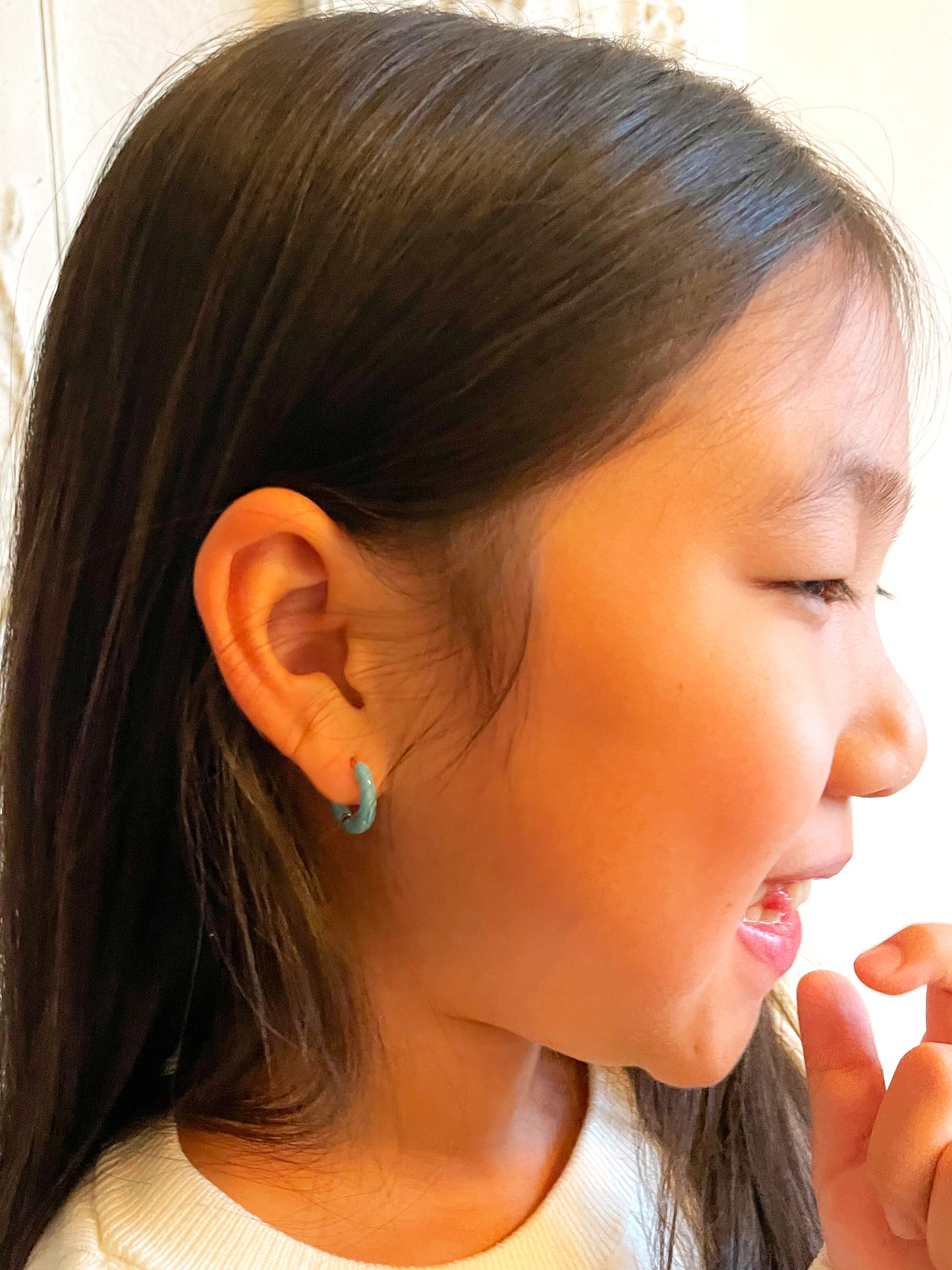 TEAL HUGGIE HOOPS