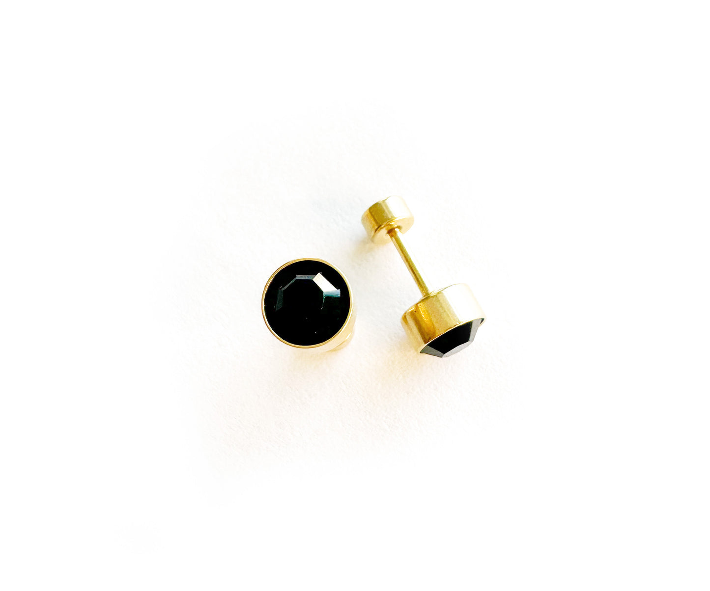 BLACK ONYX COLOR STUD EARRINGS