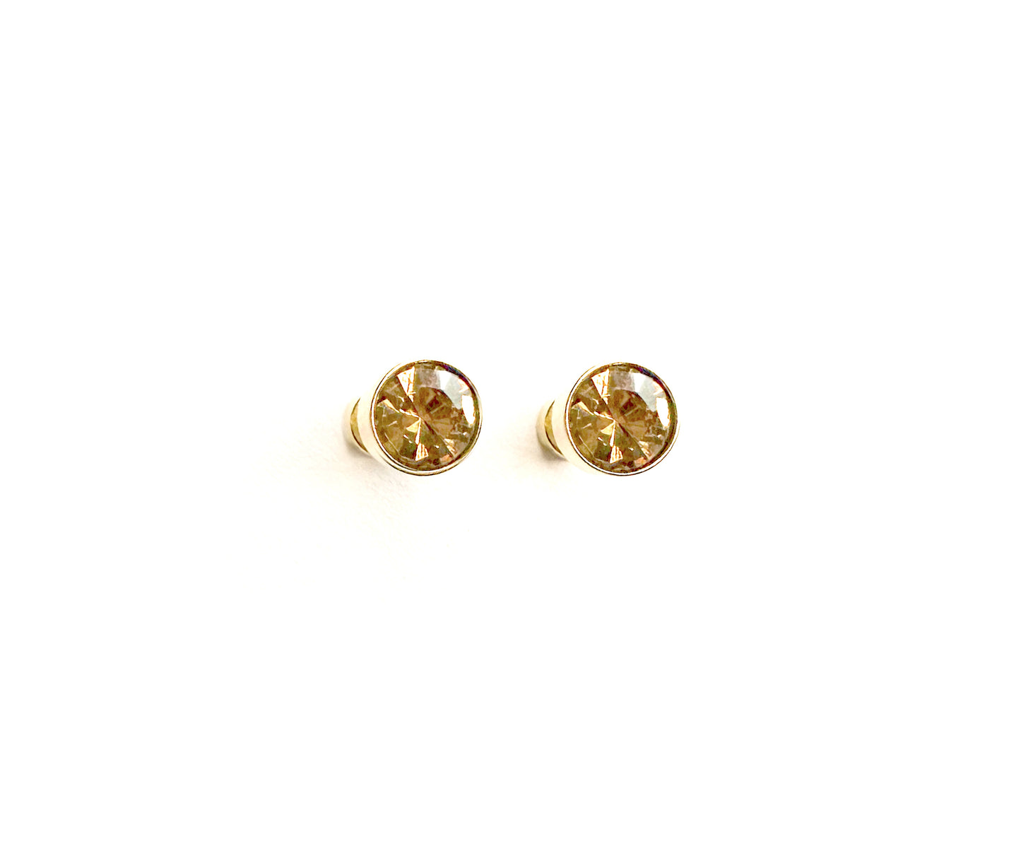 BROWN TOPAZ COLOR STUD EARRINGS